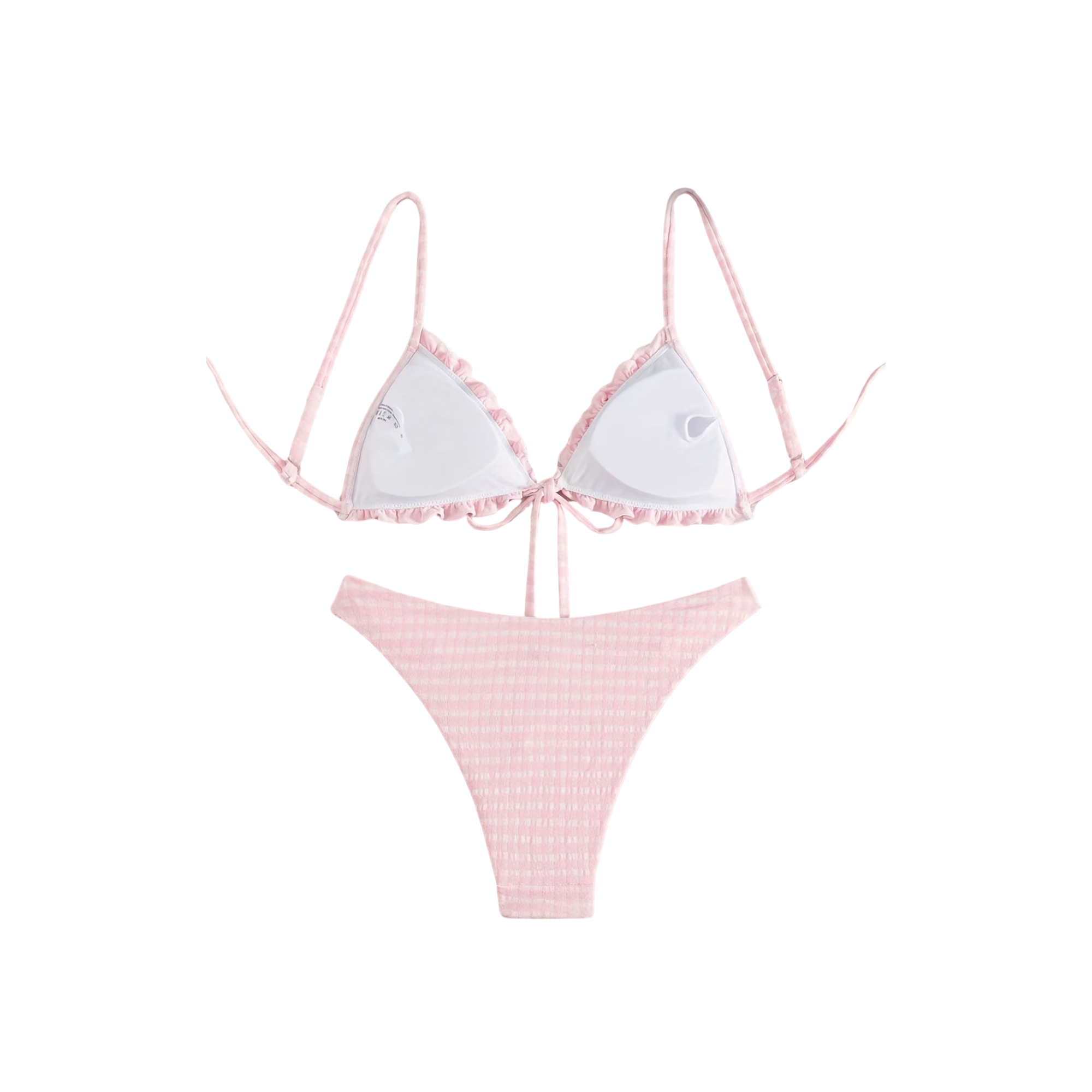 Pink and White Plaid  Bikini Set